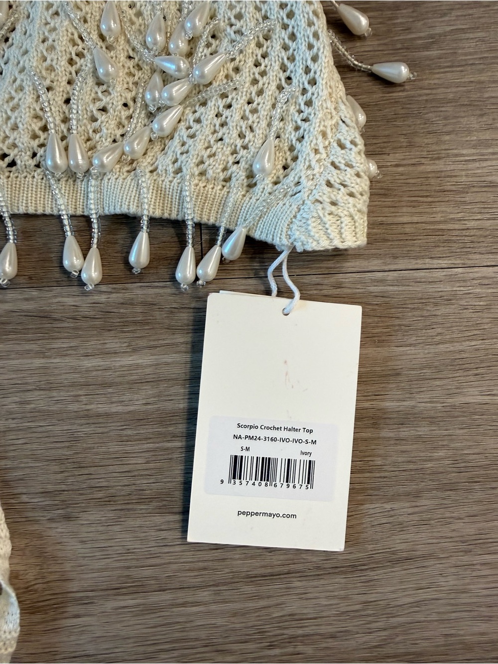 NWT Peppermayo Scorpio Crochet Halter Top in Ivory, Size S/M - Picture 3 of 7